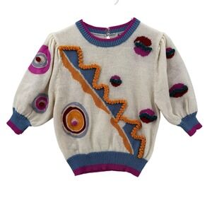 Vintage Umi Collections Anne Crimmins Sweater Womens Small Abstract Art Knit 80s